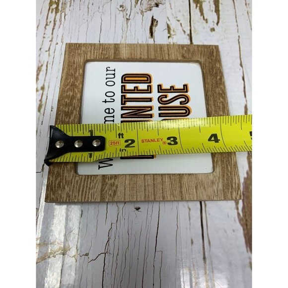 Rustic Haunted House Welcome Sign 4in Square Halloween Decor Tiered Tray Holiday - Picture 3 of 4